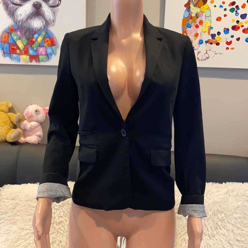 Express Black Wool Blend Blazer Luxurious Thick Tailored Business Jacket 0/2